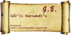 Gáli Barnabás névjegykártya